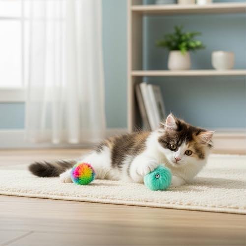 SmartyKat (2 Count) Fuzzy Friends Plush Catnip Ball Cat Toys - Rainbow/Turquoise, 2 Count - style: Fuzzy Friends