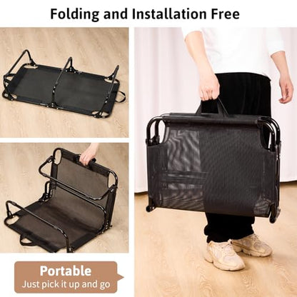Foldable Elevated Dog Bed for Medium Sized Dogs, 36"x23"x7" Raised Pet Bed with No Setup, Outdoor Dog Bed with Breathable Mesh, Non-Slip Feet Durable Dog Cots Bed, Black