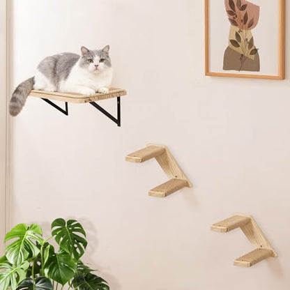Cat Wall Steps 2-Pack, Two Step Cat Climbing Shelves, Wall-Mounted Reversible Stairway with Durable Sisal Scratching Rope, Ideal for Perching, Climbing, and Playing Furniture - color: 2 Pack 2 Steps