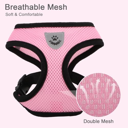 Pet Dog Vest Harnesses Puppy Cotton Polyester Adjustable Dog Mesh Harness Travel Chest Strap Vest Reflective (M, Pink) - color: Pink, size: M