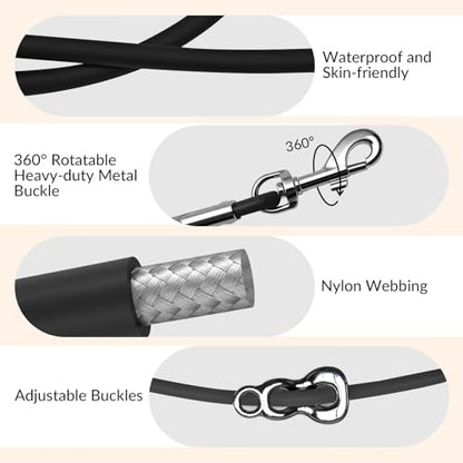 8.2ft Hands Free Dog Leash,Versatile Waist & Crossbody Lead for Medium Dogs,Waterproof & Adjustable for Running Jogging Walking, 360° Swivel Metal Buckle (Black) - color: Black
