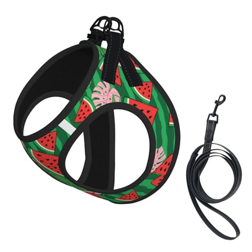 Summer Breathable Dog Harness, Watermelon Banana Leaves Art, Reflective Step-in Vest No Pull Design, Cooling Solution for Small Large Pets Walking - color: Style (530), size: Small
