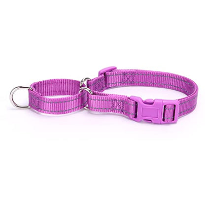Martingale Dog Collars - Reflective Dog Collar with Quick Release Buckle Adjustable Nylon Training D Solution for Large, Medium, and Small Dogs (S, Purple) - color: Purple, size: S