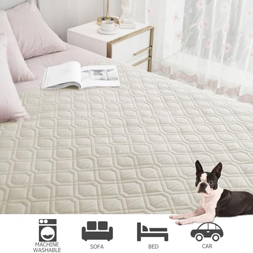 Ameritex Waterproof Dog Bed Cover Pet Blanket for Furniture Bed Couch Sofa Reversible - color: Cream+babypink, size: 30x53 Inch (Pack of 1)
