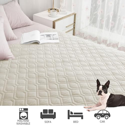 Ameritex Waterproof Dog Bed Cover Pet Blanket for Furniture Bed Couch Sofa Reversible - color: Cream+babypink, size: 30x53 Inch (Pack of 1)