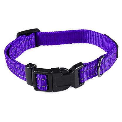 Max and Neo NEO Nylon Buckle Reflective Dog Collar - We Donate a Collar to a Dog Rescue for Every Collar Sold (X-Small, Purple) - color: Purple, size: Extra Small