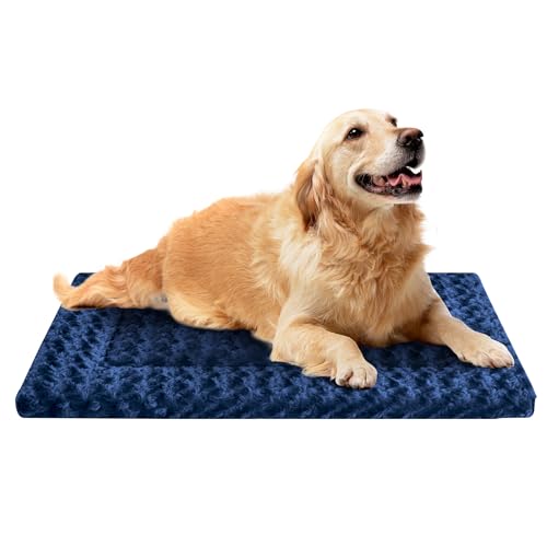 Dog Bed Mat - Comfortable Kennel Pad, Multi-Purpose Crate Bed for Dogs & Cats, Soft Support - color: Navy Blue, size: 35.0"L x 23.0"W x 1.5"Th