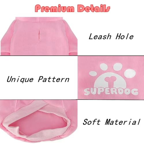 Dog Hoodie with Leash Hole, Pet Clothes Puppy Sweatshirt Dog Pullover Stylish Cat Apparel for Small Medium Dogs and Cats (Pink, X-Large) - color: Pink, size: X-Large