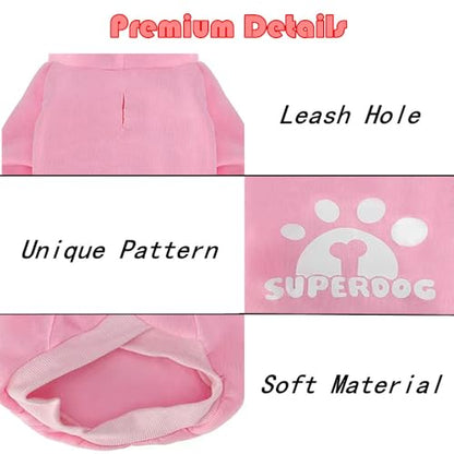 Dog Hoodie with Leash Hole, Pet Clothes Puppy Sweatshirt Dog Pullover Stylish Cat Apparel for Small Medium Dogs and Cats (Pink, Large) - color: Pink, size: Large
