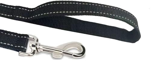 Reflective Dog Leash 4Ft /5 Foot /6 Feet Long, 1 Inch Wide, for Small and Medium Dogs - color: Reflective Black, size: 1'' x 4 FT