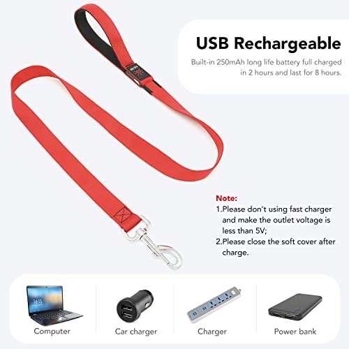 Colaseeme Light Up Dog Leash, LED Pet Leashes USB Rechargeable, Glow Safety Dogs Lights at Night (4FT,Red) - color: Red, size: 4FT