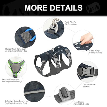 Escape Proof Dog Harness, Lightweight Full Body Pet Vest with Lift Handle and Leash Clip, Reflective Adjustable Small Dog Harness for Daily Walking(Grey,Chest:14-22") - color: Grey, size: XS: Chest 14-22", Fit 8-12 lbs