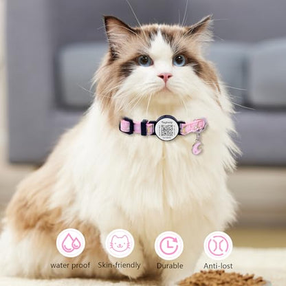 The Ultimate QR Code Pet ID Collar 4-Pack | Breakaway Adjustable Cat Collars with Secure Online Profile | Never Lose Your Cat with Cute Moon & Stars Design (Star & Moons - 4 Pack) - color: Star & Moons - 4 Pack