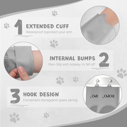 ROPO silicone gloves for pet grooming, multi-functional gloves for pet hair shedding, bathing, and massage (Grey) - color: Grey