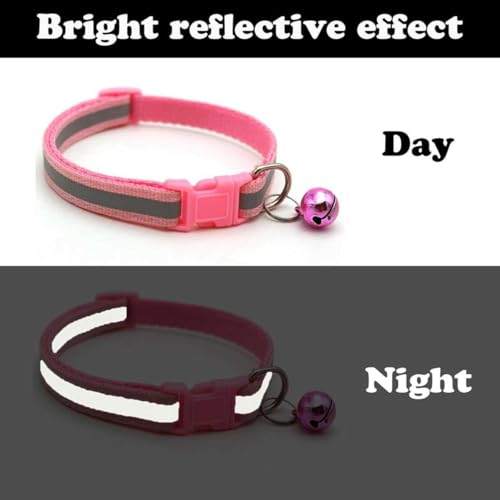 Cat Collar with Bell, 2-Pack Basic & Reflective Cat Collar with Bells for XXS Xs Small Pet Dogs Boy Tiny Kitten Girls Animal,Neck 7-12 Inch (Light Green, Neck 7-12") - color: Light Green