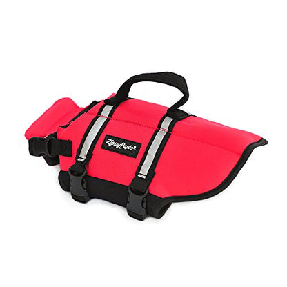 ZippyPaws Adventure Dog Life Jacket - Dog Life Vest for Swimming & Boating, Fits Small Pets, Lightweight Dog Flotation Device for Water Safety, Padded Handle, Adjustable Fit, 16-20" - Small, Red - size: Small