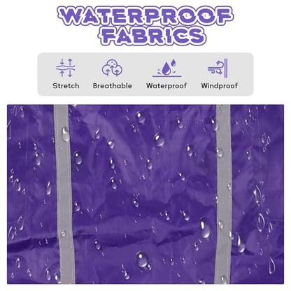 Dog Raincoat with Reflective Strip Hoodie, Waterproof Dog Raincoats, Adjustable Lightweight Hooded Poncho Dog Rain Jacket, Snowproof Windproof Clothes, Raincoats for Small Dogs - color: Purple, size: S