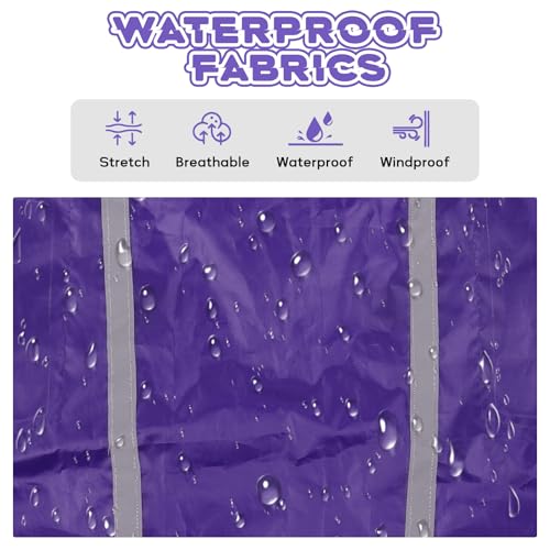 Dog Raincoat with Reflective Strip Hoodie, Waterproof Dog Raincoats, Adjustable Lightweight Hooded Poncho Dog Rain Jacket, Snowproof Windproof Clothes, Dog Raincoat for Large Dogs - color: Purple, size: L