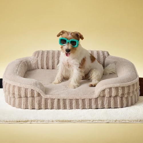 LE SURE Cute Dog Bed Medium Size Dog, Orthopedic Waterproof Medium Pet Beds with Sides, High Back Non-Slip Bottom and Egg-Crate Foam Pet Couch Sofa with Washable Removable Cover, Hazel - color: Hazel, size: 28.0"l X 23.0"w X 6.5"th