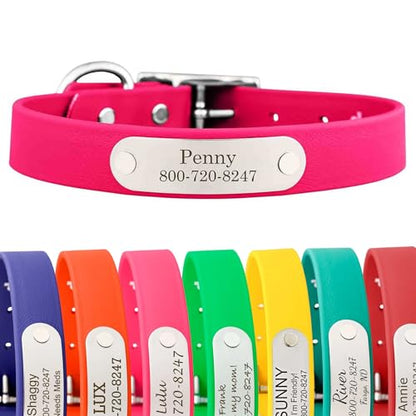 dogIDs Personalized Dog Collar – Custom Waterproof Soft-Grip Biothane with Laser-Engraved Nameplate, Durable & Odor-Resistant, USA Made | Magenta, 1 in x 16 in (Fits Necks Size 14-18 in) - color: Magenta, size: 1 in x 16 in (Fits Necks Size 14-18 in)