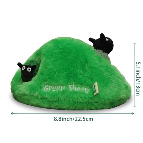Green Sheep Hide & Seek Toy for Dogs, Durable Plush Squeaky Dog Toys with Recycle Cotton Rope, Interactive Chew Toy for Small to Large Dogs, Tough Pet Toys to Keep Them Busy