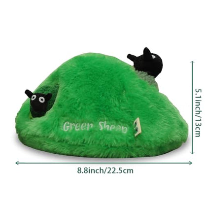 Green Sheep Hide & Seek Toy for Dogs, Durable Plush Squeaky Dog Toys with Recycle Cotton Rope, Interactive Chew Toy for Small to Large Dogs, Tough Pet Toys to Keep Them Busy
