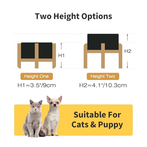 Elevated Ceramic Dog Bowl Set, 5.1" Dog Bowls with Dual Fixed Heights Stand, 1.6 Cup Food & Water Bowls for Toy Breed, Adult Cat, Small-Breed Puppy (Double Bowls + Stand - Black, 5.1 inch) - color: Double Bowls + Stand - Black, size: Xs - 5.1 Inch