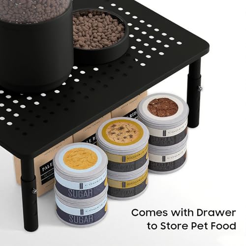 W‌SOWX Adjustable Automatic Cat Feeder Stand - Non-Slip Elevated Holder for Cats/Puppies, Fits Most Automatic Feeders & Water Dispensers, Black(Holder ONLY) - color: Black