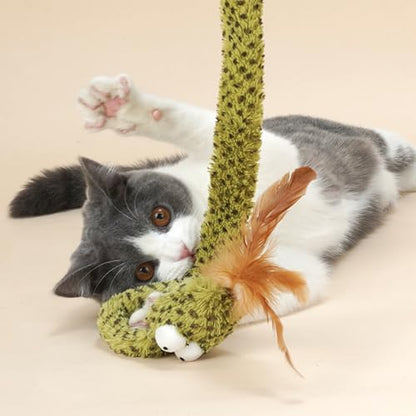 ZEZE Forest Snake Cat Teaser Wand Toy, 50.5” Interactive Feather Cat Toy with Crinkle Sound, Flexible Rubber Wand & Non-Slip Handle for Indoor Cats Play