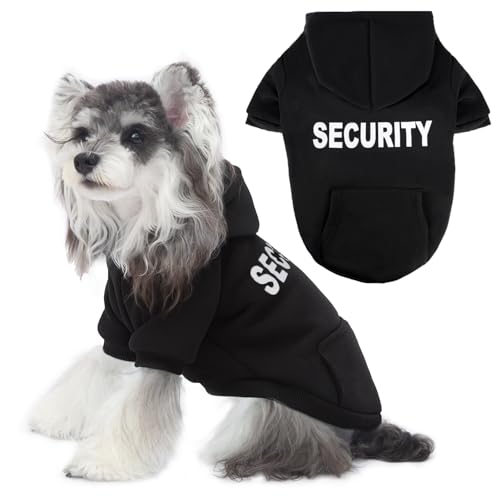 Dog Basic Hoodie Soft Dog Clothes Cold Weather Sweaters for Medium Large Dogs Cozy Fabric Warm Sweatshirt with Leash Hole for Boys (Security, Small (5-10 lbs)) - color: Security, size: Small (5-10 lbs)