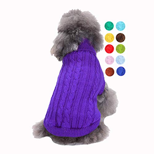 Dog Sweater, Warm Dog Sweaters for Small Dogs Medium Large Dogs, Cute Winter Classic Turtleneck Pet Sweater Cat Sweater Dog Clothes Coat Dog Christmas Sweaters for Girls Boys Dog Puppy Cat - color: Purple, size: X-Small