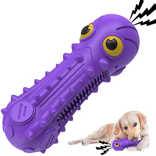 ZIKATON Dog Squeaky Toys for Aggressive Chewers, Durable Chew Toys for Large Medium Breed Dog, Dog Toys, Tough Durable Dogs Toys with Natural Rubber - color: Purple Octopus