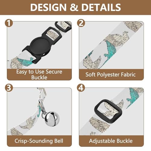 Flying Dove White Small Dog Collar 2 Pack Soft Polyester Pet Collar Adjustable Length 10.6" to 17.1" - color: Flying Dove
