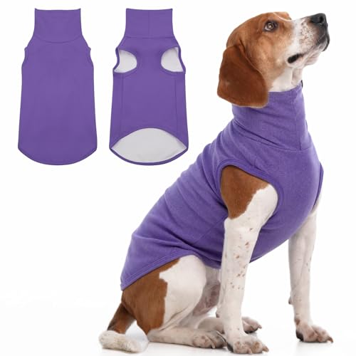 IECOii XL Dog Sweater - Stretch Fleece Vest with Turtleneck - Purple,X-Large, Warm Pullover Dog Fleece Coat for Large Dogs - Christmas Pet Sweatshirt for Boys & Girls, Machine Washable - color: Purple, size: X-Large