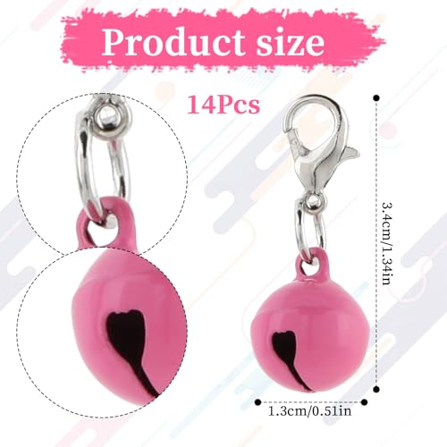Xthrotsenk 14 Pack Bells for Cat Dog Collars Charms Colourful Pet Small Bells with Clasps Cat and Dog Round Bell Pet Collar Accessories for Collars