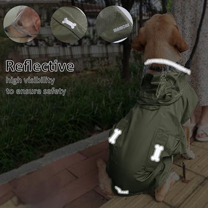 Waterproof Dog Raincoat, Adjustable Reflective Lightweight Pet Rain Clothes with Poncho Hood (Army Green, Small) - color: Army Green, size: Small(9-13lb)