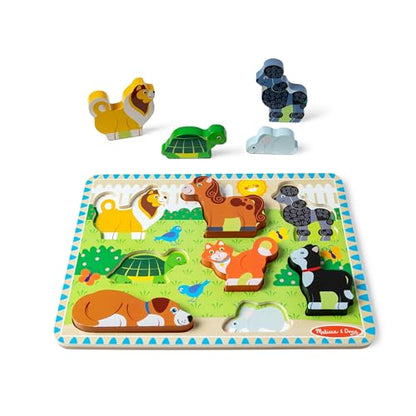 Melissa & Doug Pets Wooden Chunky Puzzle (8 pcs), Educational Screen Free Activity for Toddler, Preschoolers and Kids Ages 2+ - style: Pets