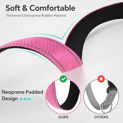 Reflective Dog Collar with Quick Release Buckle - Metal Ring - Adjustable Soft Neoprene Padded Basic Dog Collar for Small Medium Large Dogs (Hotpink, Small :Width 1",Neck 11.8-15.7") - color: Hotpink, size: Small