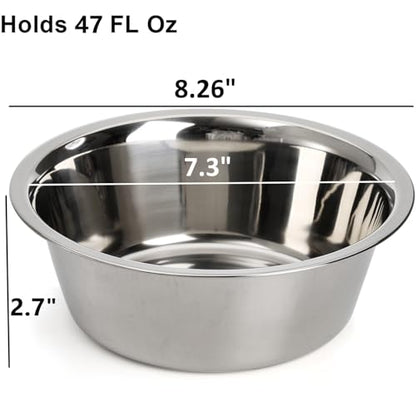 DEAYOU 4-Pack Stainless Steel Dog and Cat Bowl, Metal Food and Water Dish, 8.26" Basic Pet Feed Bowl for Large Medium Dog, 47 OZ Replacement Bowls for Elevated Stand, Dishwasher Safe