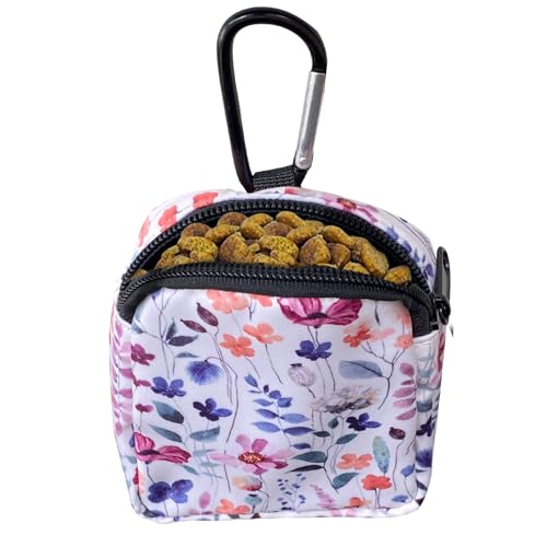 Dog Treat Pouch,Treat Pouches for Pet Training,Portable Snack Reward Dog Food Dispenser for Traveling or Outdoor Use，White Flower - color: White Flower