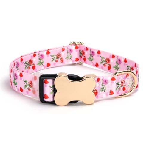 Personalized Custom Customized Silent No Jingle Dog Collar with Engraved ID Dog Name Phone Number/Dog Collars for Puppy X-Small Small Medium Large X-Large Boy Girl Dogs-Rose Heart-XS - color: 11 Rose Heart, size: X-Small (0.6" *7.8"-11.8")