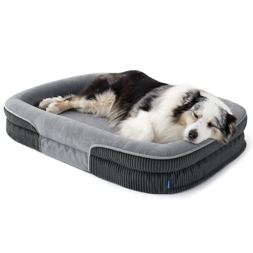 Bedsure XL Pro Orthopedic Dog Beds Large Sized Dog - 360° Oval Bolster Jumbo Dogs Bed for Senior Dogs with Waterproof Washable Cover, Extra Large Pet Sofa Couch with Ultra-Soft Fleece, Grey, 45" - color: Charcoal, size: 45"lx32"wx7"th