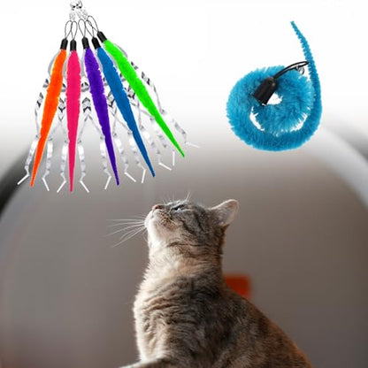 Worm Cat Toy with Foil, 10 PCS Cat Wand Attachments Worms Toy Interactive Cats Wand Attachments Worms Toys for Indoor Cats