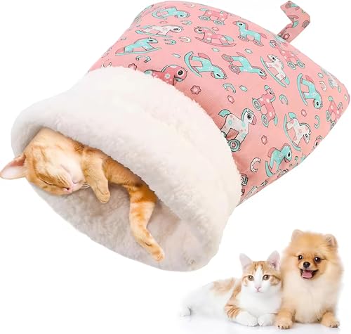 COOCOO BABY Cat Sleeping Bag for Indoor Cats Cozy Tunnel Nest with Cover Snuggle Sack for Small Pets Plush Bed Cave Mat for Winter Use Includes Cat Food Toys Treats and Other Essentials Stuff