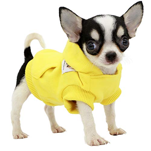LOPHIPETS Dog Cotton Hoodies Sweatshirts for Small Dogs Chihuahua Puppy Clothes Cold Weather Coat-Yellow/XS - color: Yellow, size: X-Small for 1.2-2.2 lbs