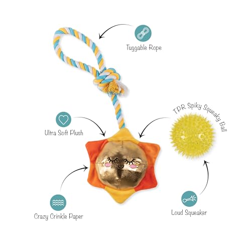 Fringe Studio Plush Dog Toy with Rope, Sun-Day I'm in Love, Pet Shop Collection (314526) - color: Sun-Day I'M In Love