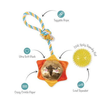 Fringe Studio Plush Dog Toy with Rope, Sun-Day I'm in Love, Pet Shop Collection (314526) - color: Sun-Day I'M In Love
