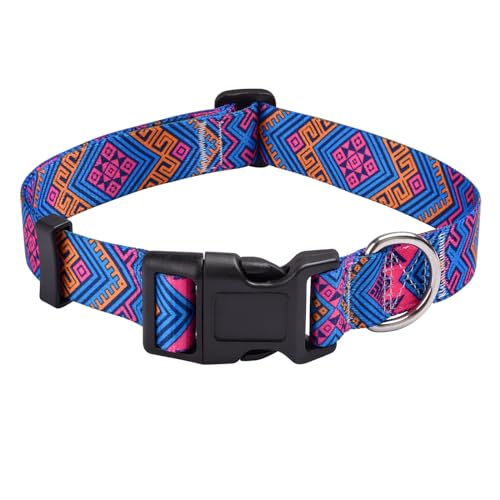 Dog Collar with Bohemia Floral Tribal Geometric Patterns - Soft Ethnic Style Collar Adjustable for Small Medium Large Dogs(Orange Ethnic Style,XS) - color: Orange Ethnic Style, size: XS (Neck 7.9-11.8", Width 5/8")
