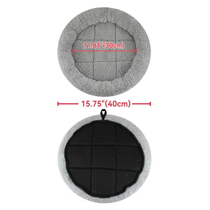 Plush Cat Bed Mat, 15.75" Round, Self Warming Dog Bed with Pillow, Puppy Kitty Relying/Curling Sleep Cushion, Warm Bed for Small to Medium Dogs Cats Rabbits, Antiskid Bottom, Medium - size: Medium(Round)