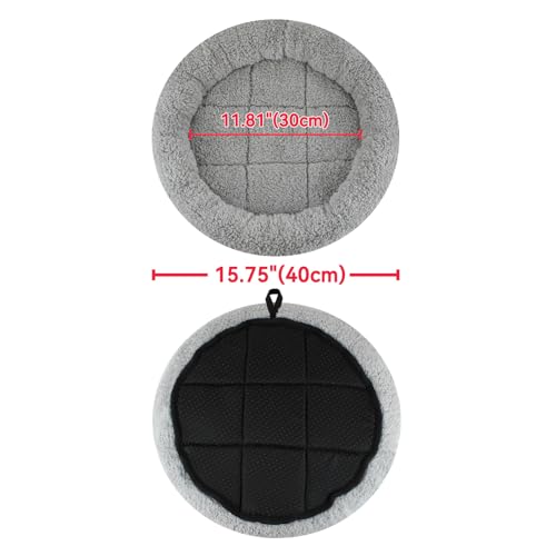 Plush Cat Bed Mat, 15.75" Round, Self Warming Dog Bed with Pillow, Puppy Kitty Relying/Curling Sleep Cushion, Warm Bed for Small to Medium Dogs Cats Rabbits, Antiskid Bottom, Medium - size: Medium(Round)